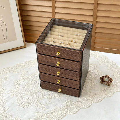 Boîte Yvonna - Coffret a bijoux en bois avec tiroirs ouverts - Garde Bijoux