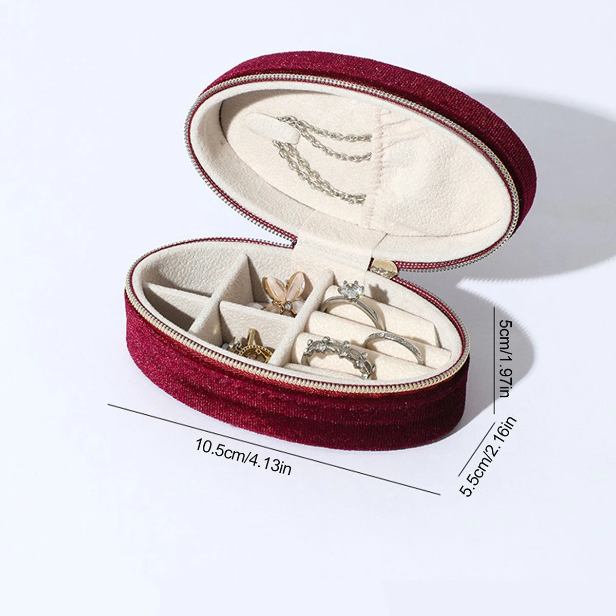 Boîte ovale Denise - Écrin zippé coloré pour petits accessoires - Garde Bijoux