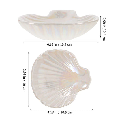 Coupelle coquillage en céramique - Plateau vide poche coquillage pour bagues et petits accessoires - Garde Bijoux