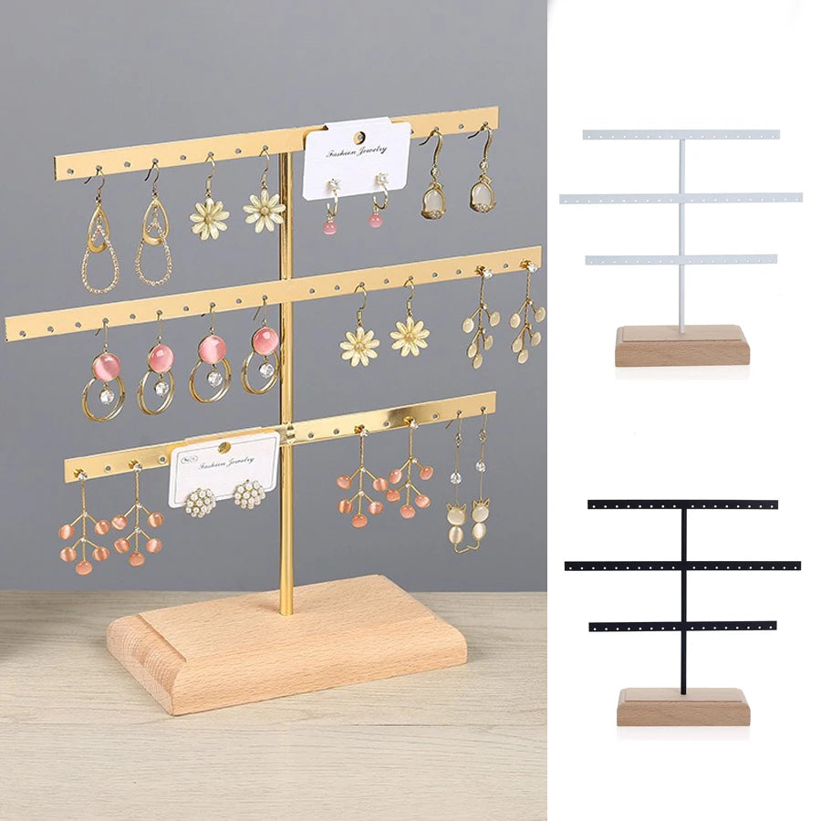Porte-bijoux 3 étages - Présentoir à boucles d'oreilles 3 étages en métal - Garde Bijoux