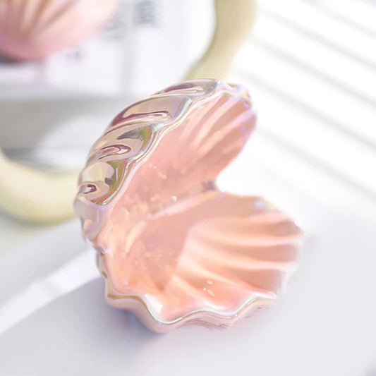 Coupelle coquillage nacrée - Vide poche coquillage en céramique brillante pour petits accessoires - Garde Bijoux