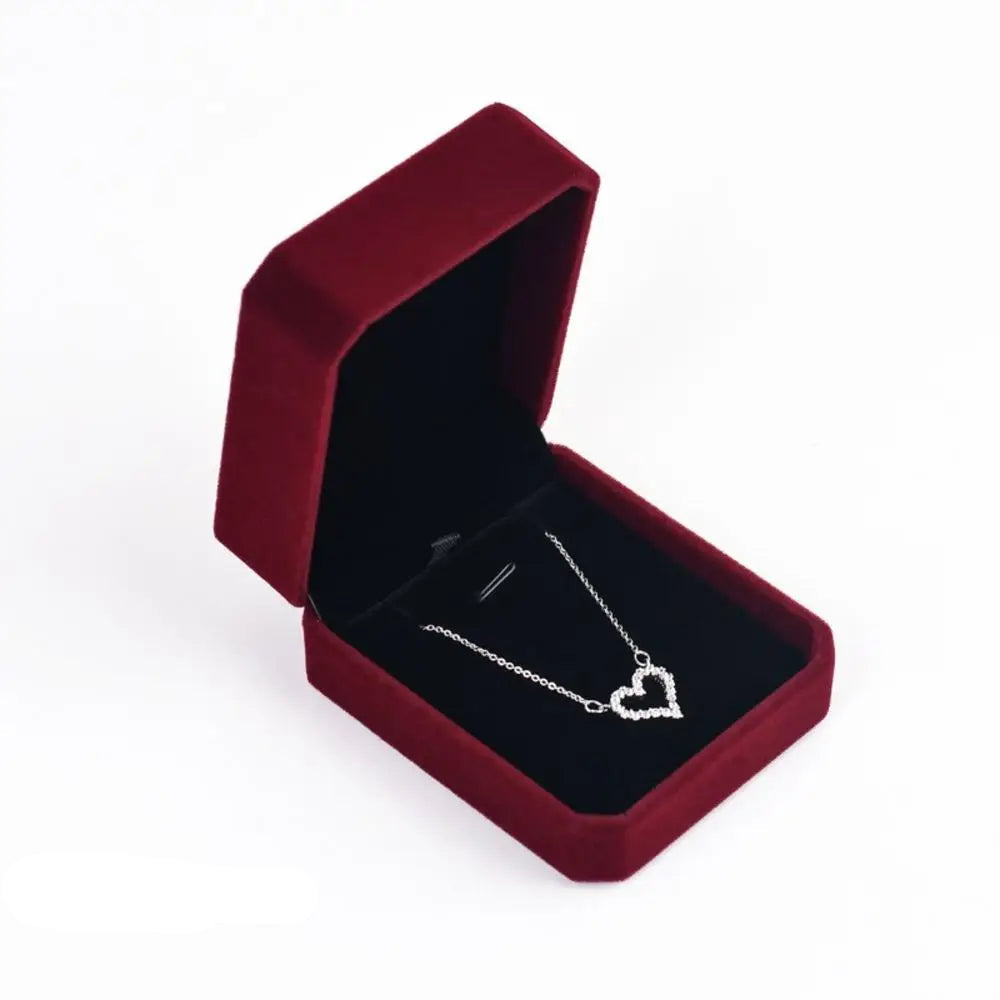Boîte à bijoux velours - Ecrin rouge pour collier en velours - Garde Bijoux