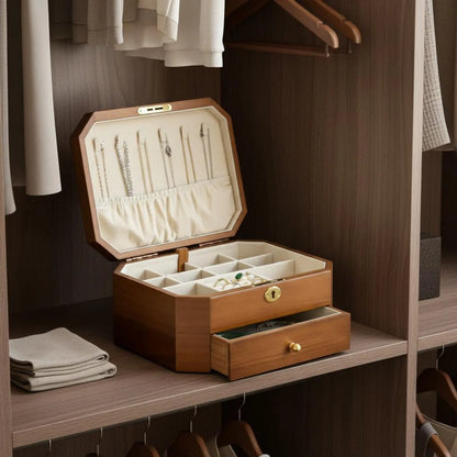 Coffret à bijoux Solène - Grande boite a bijoux haut de gamme en bois - Garde Bijoux