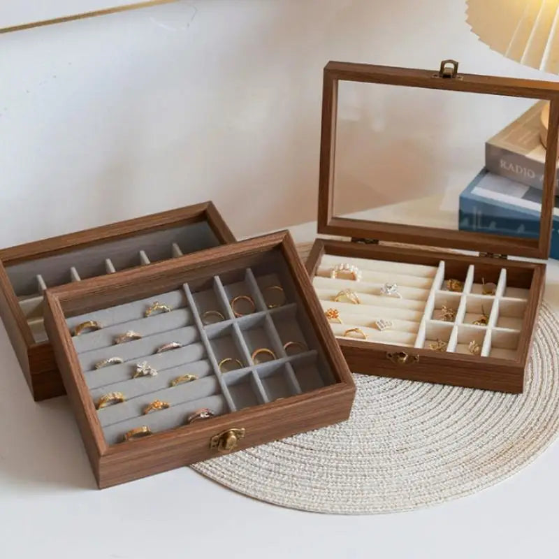 Boîte à bijoux Héléna - Coffret de rangement pour bagues et boucles d'oreilles - Garde Bijoux