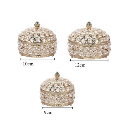 Boîte ronde Jannine - Boîte à bijoux avec couvercle et cristaux - Garde Bijoux
