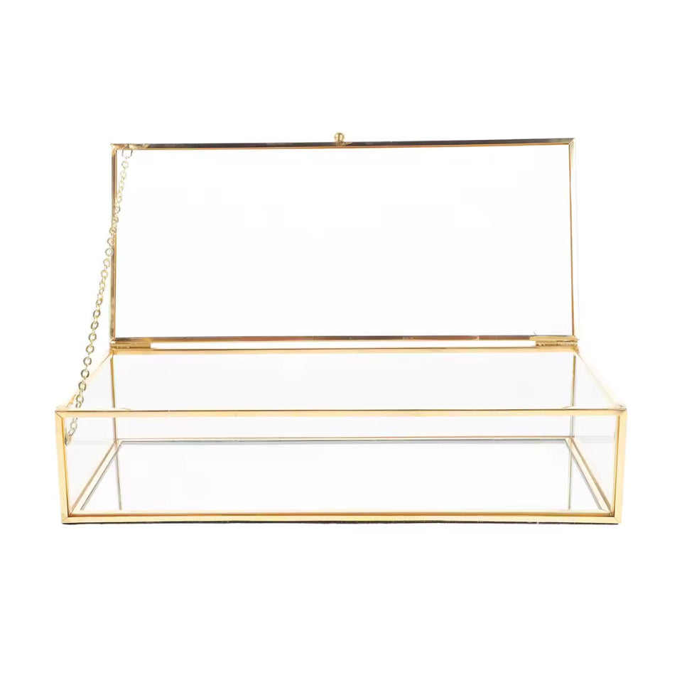 Boîte à bijoux en verre et métal doré - Le Rectangulaire