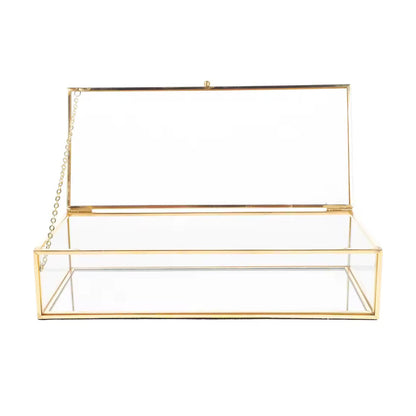 Boîte à bijoux en verre et métal doré - Le Rectangulaire