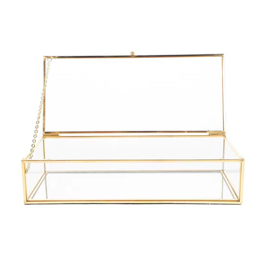 Boîte à bijoux en verre et métal doré - Le Rectangulaire
