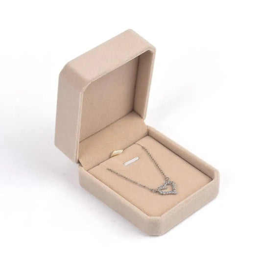 Boîte à bijoux velours - Boite a bijoux en velours beige ouverte - Garde Bijoux