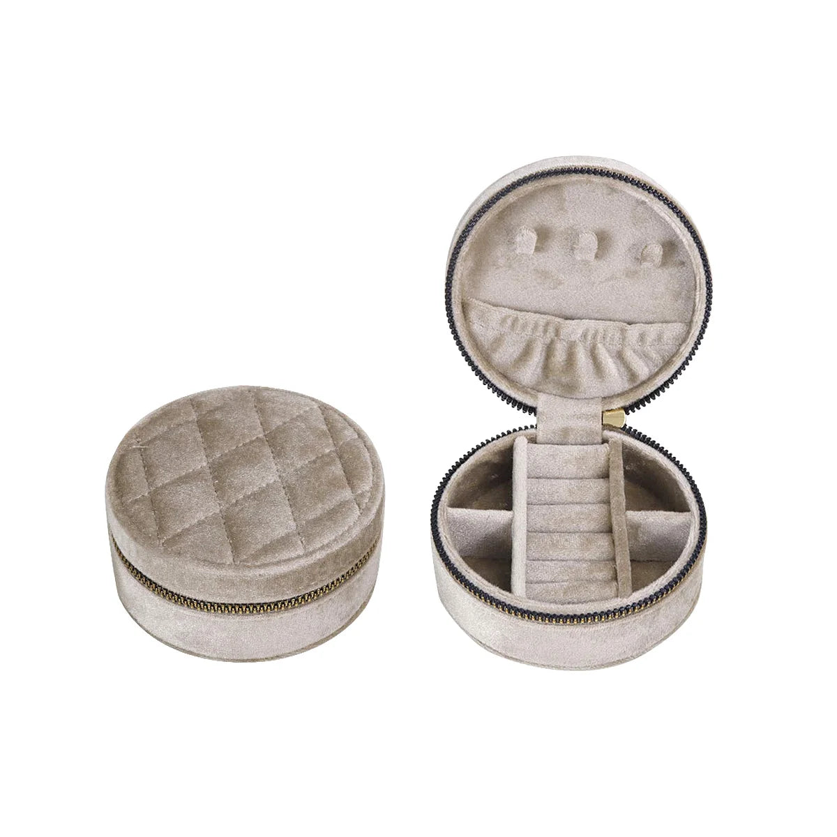 Boîte ronde Suzanne - Modèle compact en velours coloré pour déplacement - Garde Bijoux