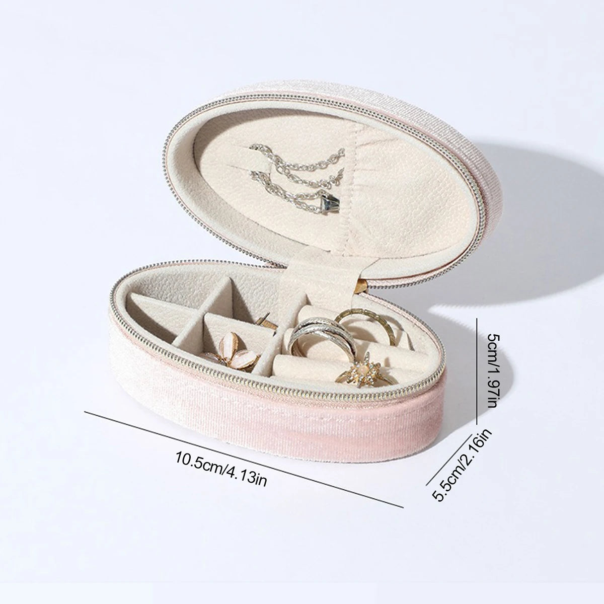 Boîte ovale Denise - Organisateur de voyage compact style rétro - Garde Bijoux