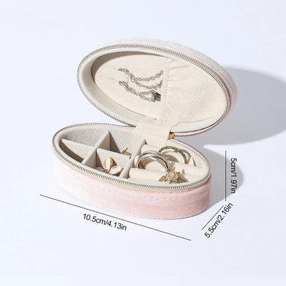 Boîte ovale Denise - Organisateur de voyage compact style rétro - Garde Bijoux