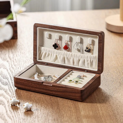 Boîte à bijoux Julia - Boîte à bijoux portable en bois avec intérieur en velours crème - Garde Bijoux