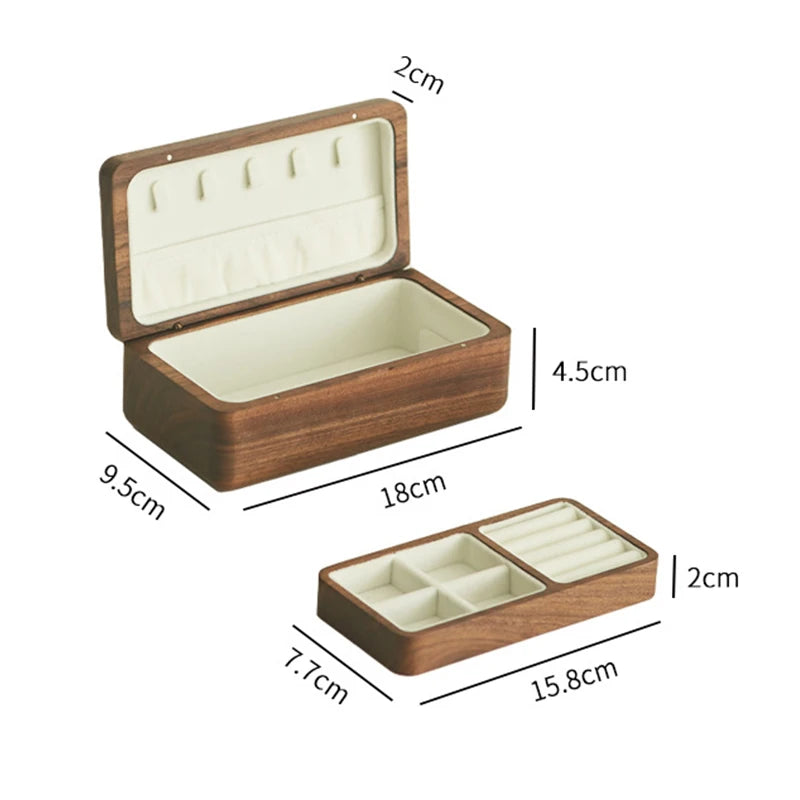 Boîte à bijoux Suzanne - Écrin à bijoux rectangulaire finition bois chaleureux - Garde Bijoux