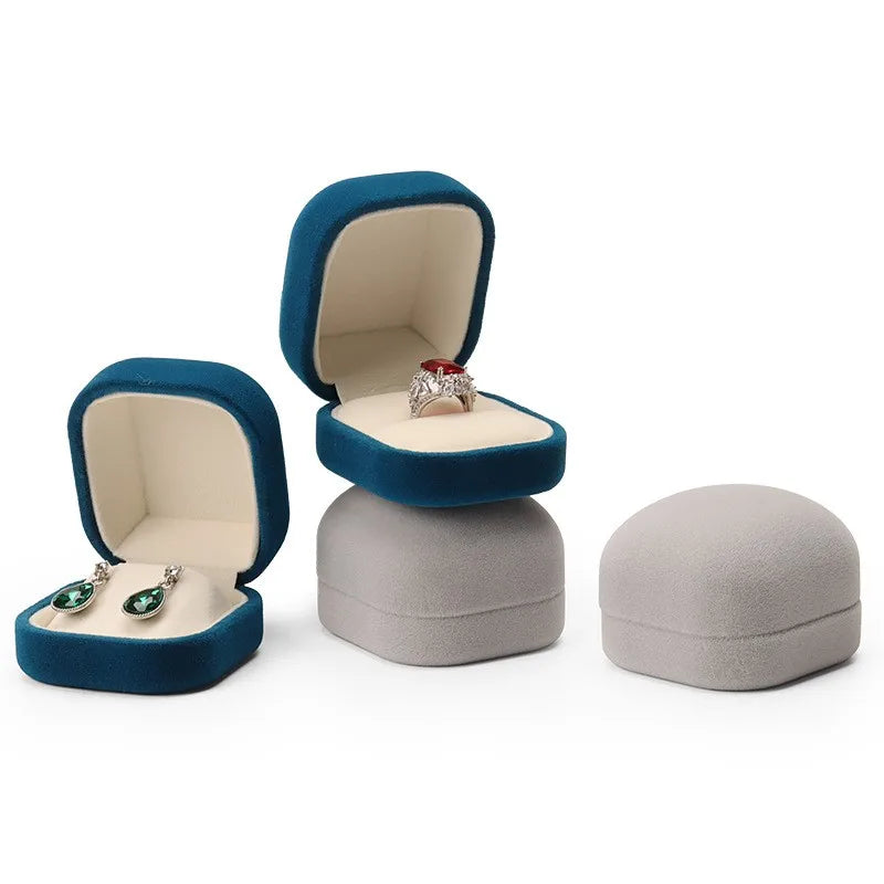 Écrin à bijoux velours - Boite a bague bleue en velours doux - Garde Bijoux