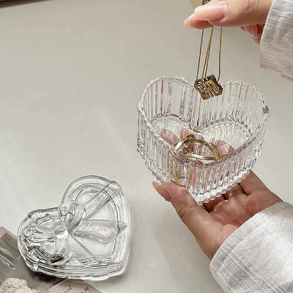 Boîte en verre Agathe - Ecrin coeur en verre pour petits bijoux - Garde Bijoux