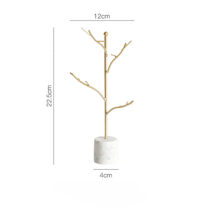 Arbre à bijoux doré - Arbre porte bijoux moderne avec base carrée - Garde Bijoux