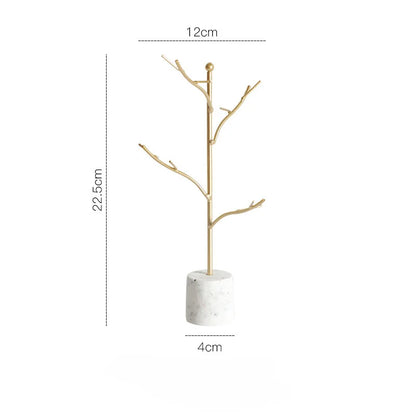 Arbre à bijoux doré - Arbre porte bijoux moderne avec base carrée - Garde Bijoux