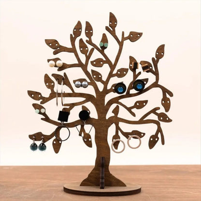 Arbre à bijoux en bois - Porte-boucles d'oreilles en bois original - Garde Bijoux