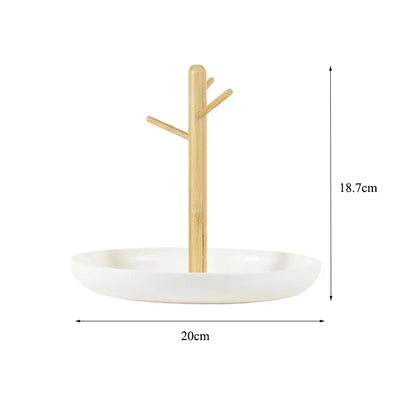 Arbre à bijoux en bois - Arbre à bijoux en bois avec plateau noir - Garde Bijoux