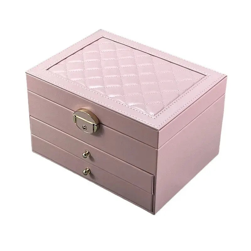 Boîte à bijoux Karine - Boîte de rangement pour bijoux noire avec serrure dorée élégante - Garde Bijoux