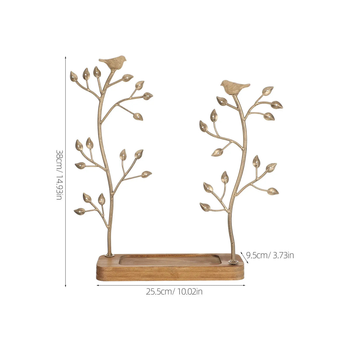 Arbre à bijoux double - Rangement pour bijoux de coiffeuse en bois et métal - Garde Bijoux
