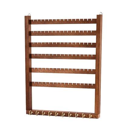 Porte-bijoux mural en bois - Porte-boucles d'oreilles mural en bois naturel - Garde Bijoux