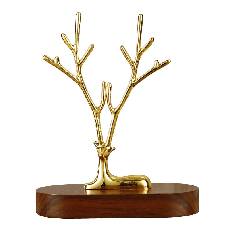Arbre à bijoux cerf - Présentoir à bijoux cerf doré pour coiffeuse - Garde Bijoux