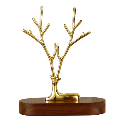 Arbre à bijoux cerf - Présentoir à bijoux cerf doré pour coiffeuse - Garde Bijoux
