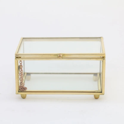 Boîte en verre Solange - Boîte de rangement pour bagues en verre transparent et armature en laiton - Garde Bijoux