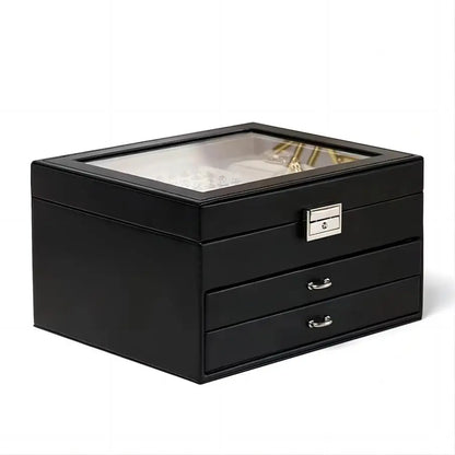 Boîte à bijoux Léonie - Coffret a bijoux rectangulaire a trois niveaux - Garde Bijoux