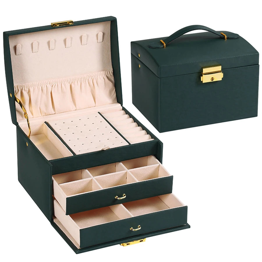 Boîte à bijoux Hélène - Coffret a bijoux en cuir synthetique avec tiroirs - Garde Bijoux