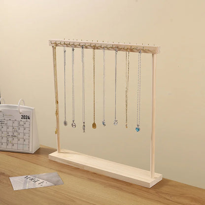 Porte-colliers en bois naturel - Dispositif de rangement en bois brut pour colliers - Garde Bijoux