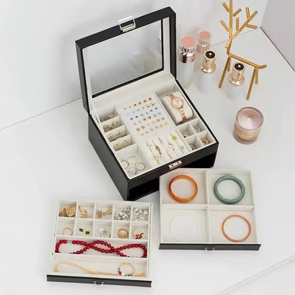 Boîte à bijoux Léonie - Grande boite de rangement pour bagues et colliers - Garde Bijoux