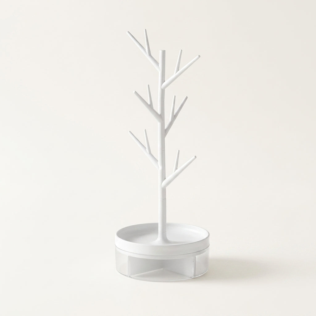 Arbre à bijoux amovible avec socle compartimenté