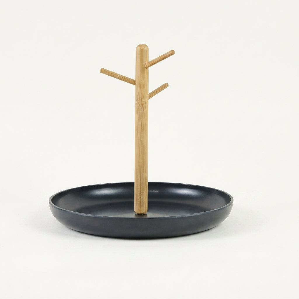 Arbre à bijoux en bois avec plateau minimaliste