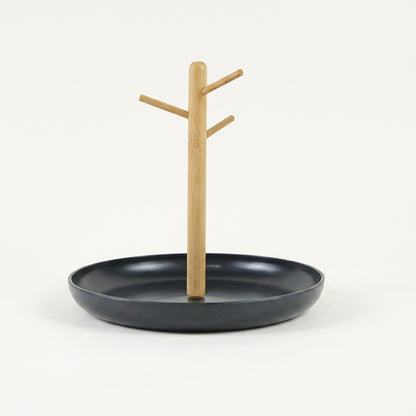 Arbre à bijoux en bois avec plateau minimaliste