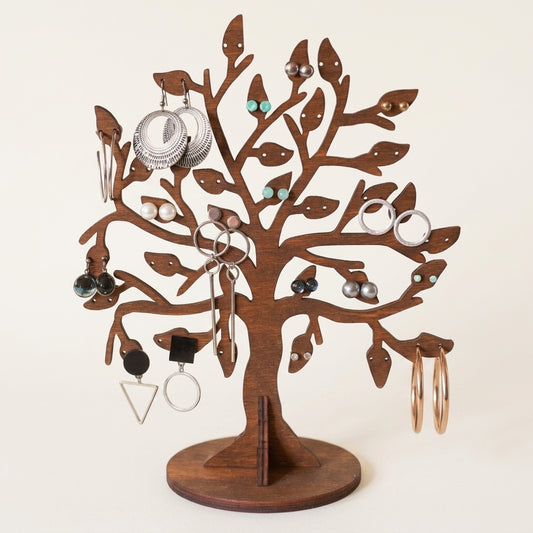 Arbre à bijoux en bois porte-boucles d'oreilles