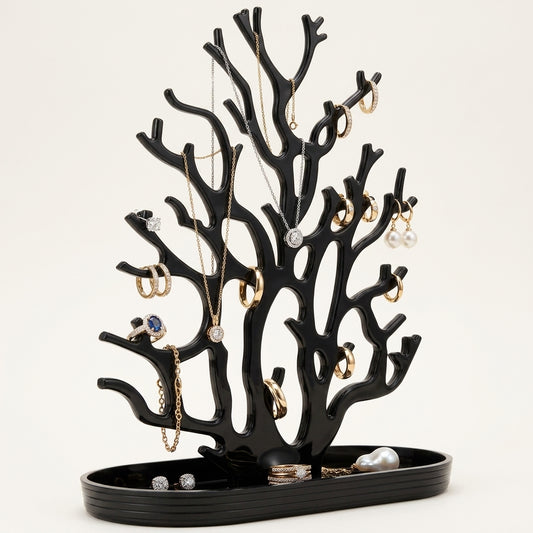 Arbre à bijoux en forme de corail avec plateau