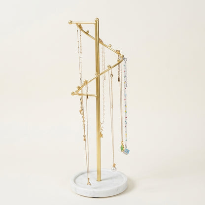 Arbre à bijoux en métal doré structure en s