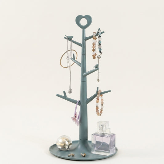 Arbre à bijoux 6 branches en plastique avec socle