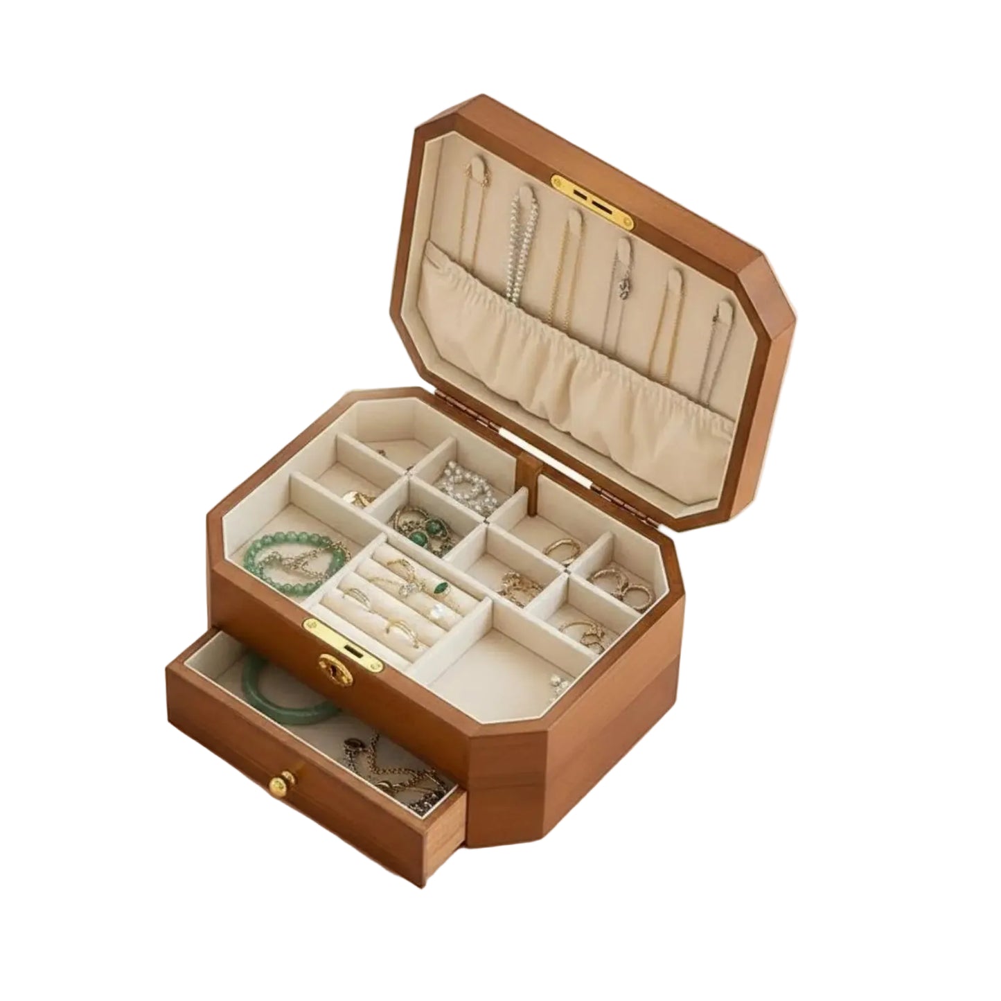 Coffret à bijoux Solène - Boite a bijoux en bois avec tiroir et serrure - Garde Bijoux