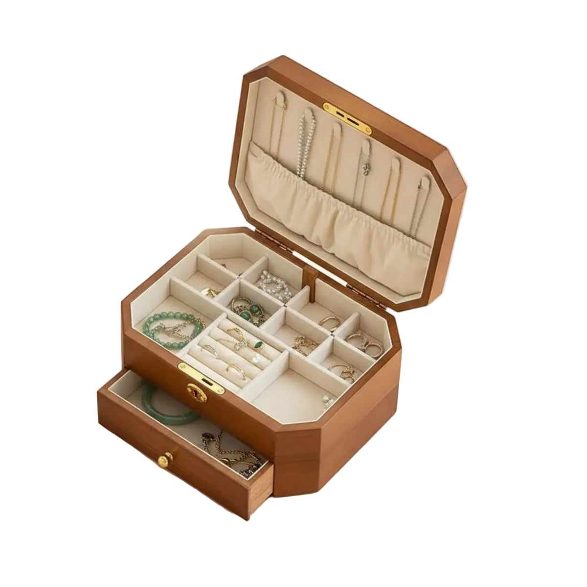 Coffret à bijoux Solène - Boite a bijoux en bois avec tiroir et serrure - Garde Bijoux