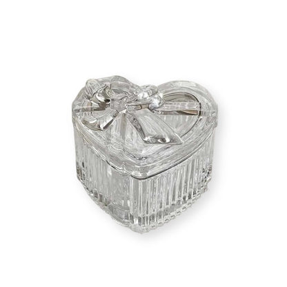 Boîte à bijoux en verre transparent avec nœud en forme de coeur - Agathe