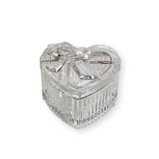 Boîte à bijoux en verre transparent avec nœud en forme de coeur - Agathe