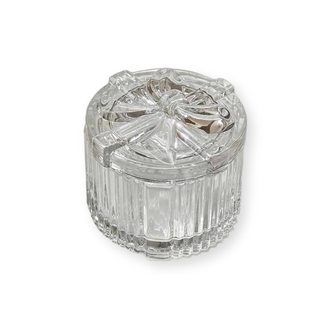 Boîte à bijoux en verre transparent avec nœud en forme de rond - Agathe