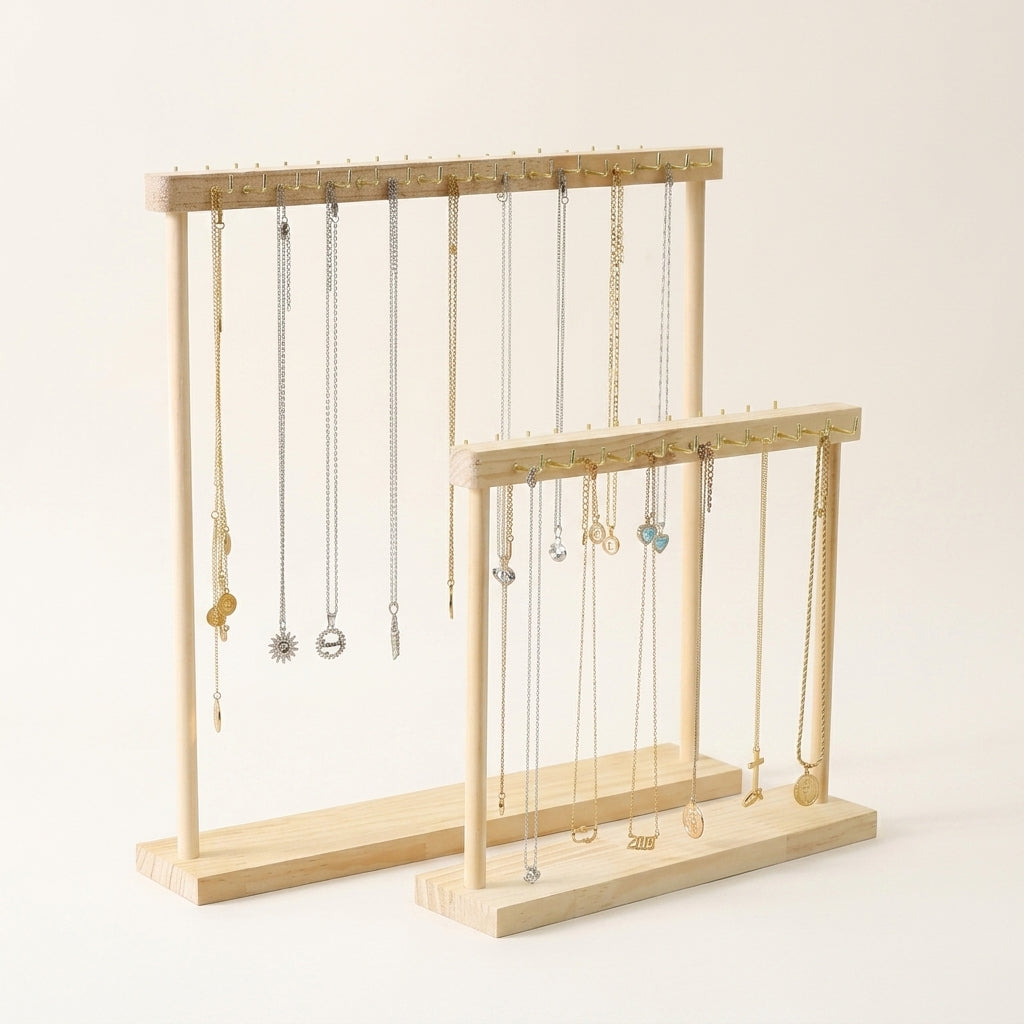 Porte-colliers en bois massif naturel multi-crochets
