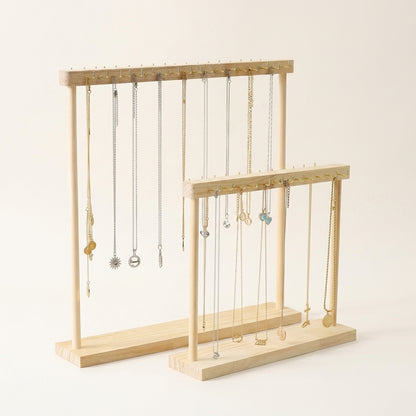 Porte-colliers en bois massif naturel multi-crochets