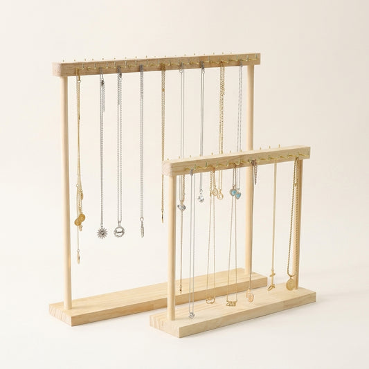 Porte-colliers en bois massif naturel multi-crochets