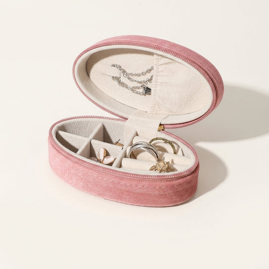 Petite boîte à bijoux en velours ovale avec fermeture zippée - Denise